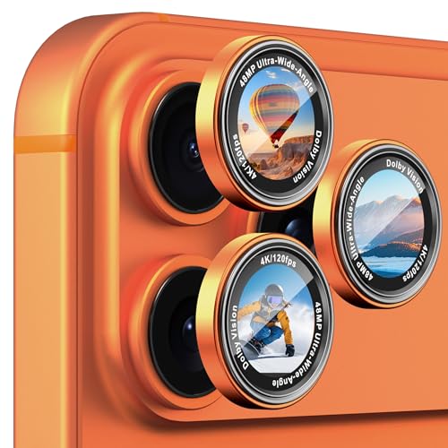 CACOE Camera Lens Protector for iPhone 14/15/16/17 Pro/Pro Max Cover - color: Orange