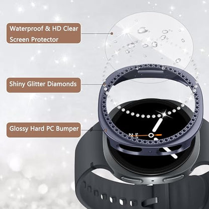 10+4 Pack Bling Case for Samsung Galaxy Watch 9/8 40mm with Tempered Glass Screen Protector, Glitter Diamond Hard PC Scratch Resistant Protective Cover Compatible with Galaxy Watch 9/8 40mm - size: Watch 9/8-40mm