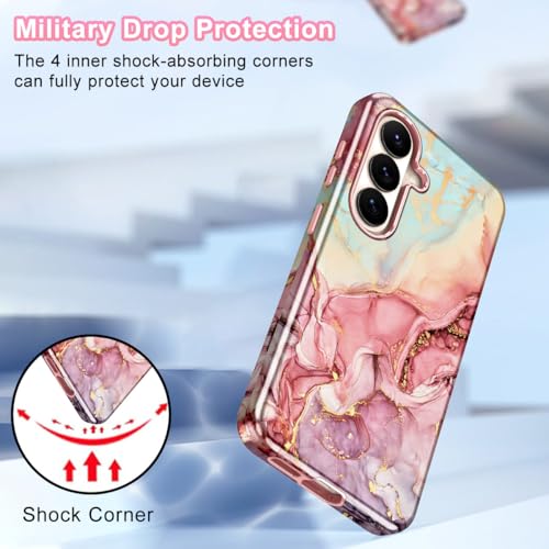 Btscase for Samsung Galaxy S26 Plus Case, [Military Grade Drop Tested] Marble Pattern Design Slim Rugged Shockproof Women Girls Men Protective Anti-Scratch Cover, All Rose Gold - color: All Rose Gold, size: Samsung Galaxy S26 Plus