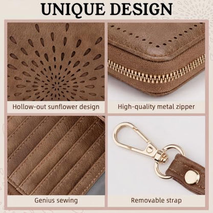 APHISON Wallet Women Large Capacity Clutch Purse For Ladies Card Holder RFID Wristlet Phone Zipper Coin Travel Pocket - color: 03-camel