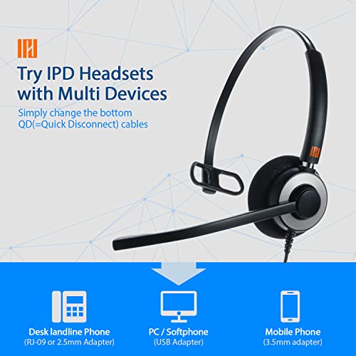 IPD IPH-160 Phone Headset with Noise Cancelling Microphone for Office and Call Center-Compatible with Avaya 1608 1616 9601 9608 9611 9611G 9620 9621 9630 9631 9640 9641 9650 9670 J139 J159 J169 J179 - color: 160-BL-FOAM