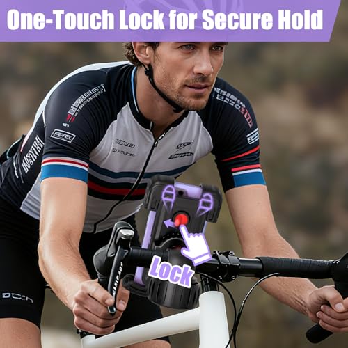 TXV Bike Phone Holder, Motorcycle Phone Mount, 1s Lock | Silicone Protective | Anti-Shock | for iPhone | Samsung | Pixel | 5.1-6.8" Cellphone