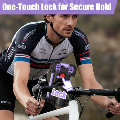 TXV Bike Phone Holder, Motorcycle Phone Mount, 1s Lock | Silicone Protective | Anti-Shock | for iPhone | Samsung | Pixel | 5.1-6.8" Cellphone