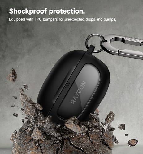 SURITCH Case for Raycon Everyday Earbuds (2024 Edition), Shockproof Magnetic Case for Raycon Bluetooth True Wireless in-Ear Buds Headphones, Protective Cover with Magnetic Lid Lock & Carabiner, Black - color: Black