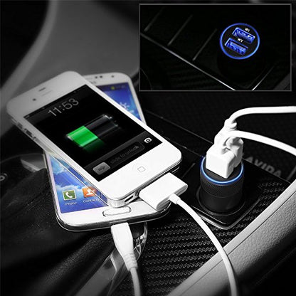 Car Charger 2 Pack, Sicodo 3.4A USB Smart Port Charger Compatible with - color: Black