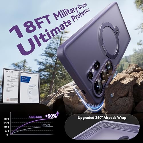 CASEKOO Cobalt Violet for Samsung Galaxy S26 Ultra Case with 360 Spin Magnetic Stand [Fit for MagSafe] [18FT MIL-STD Protection] Shockproof Invisible Ring Holder Matte Galaxy s26 Ultra Case 6.9'' - color: 1-Cobalt Violet