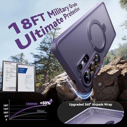 CASEKOO Cobalt Violet for Samsung Galaxy S26 Ultra Case with 360 Spin Magnetic Stand [Fit for MagSafe] [18FT MIL-STD Protection] Shockproof Invisible Ring Holder Matte Galaxy s26 Ultra Case 6.9'' - color: 1-Cobalt Violet