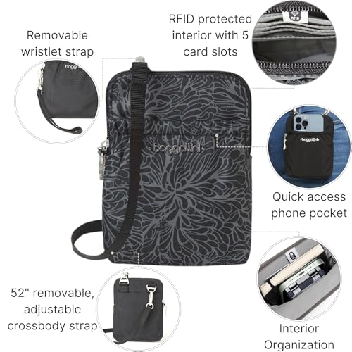 Baggallini RFID Bryant Pouch - color: Midnight Blossom Print