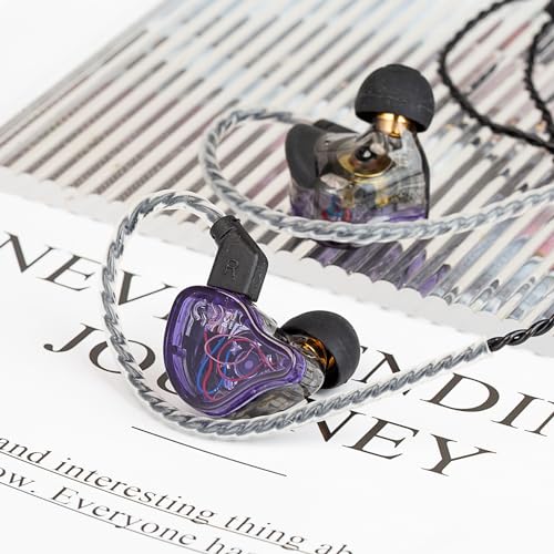 YINYOO CCZ Melody Gaming Earbuds Wired in Ear Hearphones with Microphone IEM HiFi Bass with 1DD 1BA Hybrid, Detachable Cable for Smartphones/PC/Tablet/Gaming/Video/Music/Calling (Purple, with mic) - color: Purple, size: 3.5mm-With Microphone, style: 3.5mm