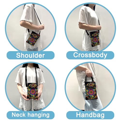Neoprene Cell Phone Sleeve Pouch Case Bag with Crossbody Strap Neck Lanyard for Women 7.5 X 4.3 in Floral - color: Floral 1