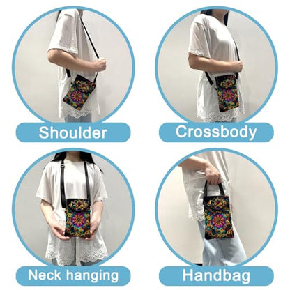 Neoprene Cell Phone Sleeve Pouch Case Bag with Crossbody Strap Neck Lanyard for Women 7.5 X 4.3 in Floral - color: Floral 1