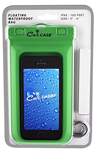 CaliCase Universal Waterproof Floating Phone Pouch - IPX8 Waterproof Floating Phone Case with Lanyard for iPhone X-15/ S20-S24/ Pixel 4-8 - Lime Green - color: Lime Green