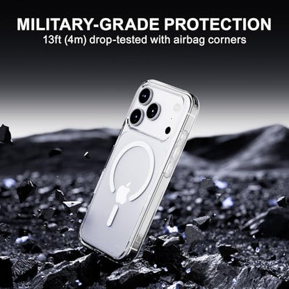 PAUL B for 2025 iPhone 17 Pro Case (Compatible with MagSafe) Military Grade Drop Protection(Drop Tested up to 13FT) Anti Yellowing | Magnetic Rugged Shockproof Phone Cover (Clear, iPhone 17 Pro) - color: Clear, size: iPhone 17 Pro