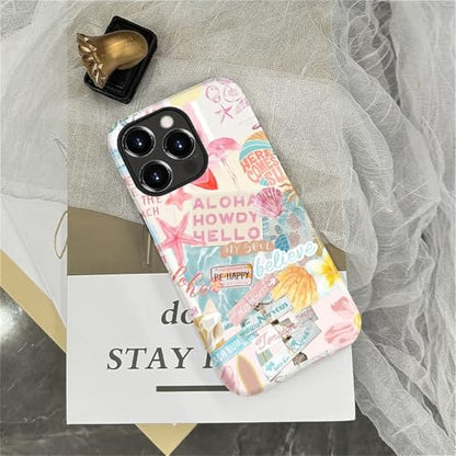 Case Compatible with iPhone 14 Pro, Cute Dual Layer Hybrid Phone Cover, Military Grade Drop Protection, Aesthetic Shockproof Phone Case for Women Girls, Pastel Pink Summer Collage - color: Pastel Pink Summer Collage, size: Iphone 14 Pro