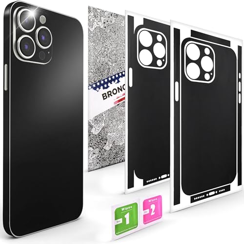 2Pcs Skin Wrap Compatible for iPhone 15 Pro – Slim Decal Vinyl Protective Film for Sides & Back – Sleek Fit, Premium Look – Compatible with All iPhone 15 Pro Cases - Black - color: Black
