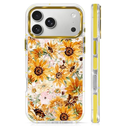 VisEnt Clear Case for iPhone 17 Pro Max, Magnetic Phone Case, Transparent Slim Cover, Military Grade Protection, Shockproof, Anti-Yellowing, Scratch Resistant, Vintage Sunflower Floral - color: Vintage Sunflower Floral, size: Iphone 17 Pro Max