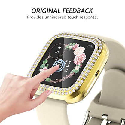 CHANCHY 10 Pack Compatible with Fitbit Versa 2 Screen Protector Case, Soft TPU Full Protective Case Cover Bumper Bling Crystal Diamond Frame for Fitbit Versa 2 Smart Watch, 10 Packs - color: Clear/Rose Gold/Pink/Silver/Black/Gold/Purple/Blue/Green/Red, si