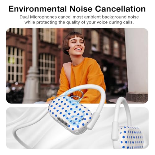 Purity Air Open Ear Headphones - True Air Conduction Wireless Bluetooth Open Ear Earbuds with Dual Mic for iPhone/Android - Secured Long Wearing Comfort, Sports Sweat Resistant (Blue Dots) - color: Blue Dots