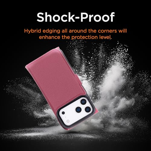 Bayelon iPhone 17 Pro Trifold Wallet Case - RFID & MagSafe Compatible - Burgundy - color: Burgundy, size: iPhone 17 Pro