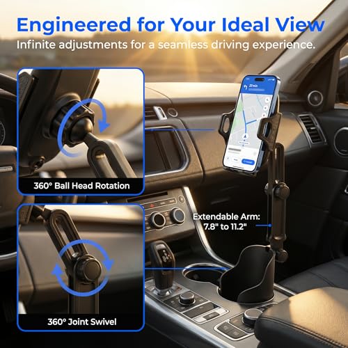 Cup Holder Phone Holder for Car, Car Phone Mount for Your Car - color: Black