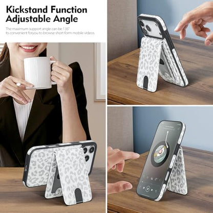SkyEagle Compatible with MagSafe iPhone 17 Pro Max Wallet Case,Leopard-White - color: Leopard-White, size: iPhone 17 Pro Max - 6.9"