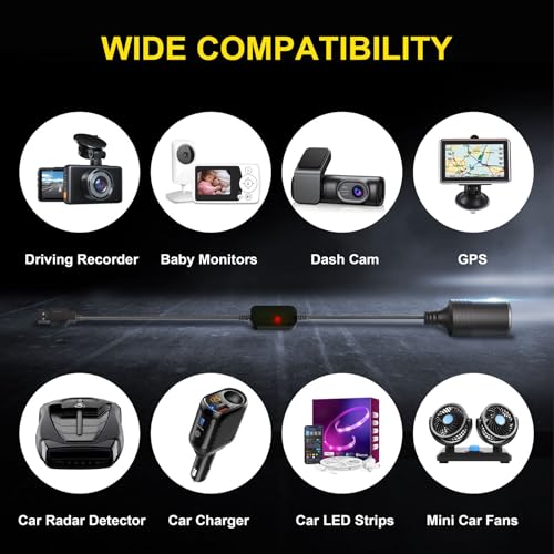 USB to Cigarette Lighter Adapter QC3.0 USB A Male to 12V Car Adapter Socket