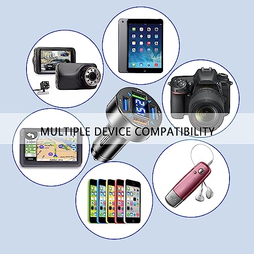 66W Fast Car Charger,4 Ports Cigarette Lighter USB Charger with LED Voltmeter,QC3.0/Super Port Car Charger Adapter Fast Charging,Compatible with Android/Samsung Galaxy/iPad - color: QC3.0/Super