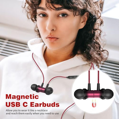 COOYA USB C Headphones Wired Earbuds for iPhone 18 Pro Max 17 16, BlackRed - color: BlackRed