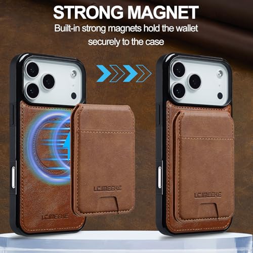 L3 2 in 1 Detachable Leather Wallet and Phone Cases Compatible with iPhone 17 Pro Case with Card Holder RFID Blocking, Compatible with Magsafe Charging 6.3 Kickstand (Brown, IP 17 Pro) - color: Brown, size: 6.3