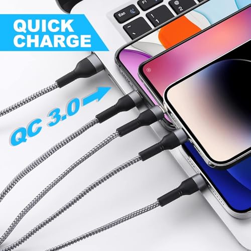4 in 1 Multi Charging Cable Multi USB Fast Charging Nylon Cord (4Ft)