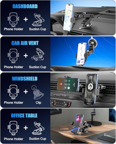 Wireless Car Charger, Fast Charging 15W Auto Clamping Car Charger Phone Holder Phone Mount for iPhone16 15 14 13 12 11 Pro Max Xs, Samsung Galaxy S24 Ultra S23 S22 S21 S20 S10+ Note 9, etc - color: Black-1