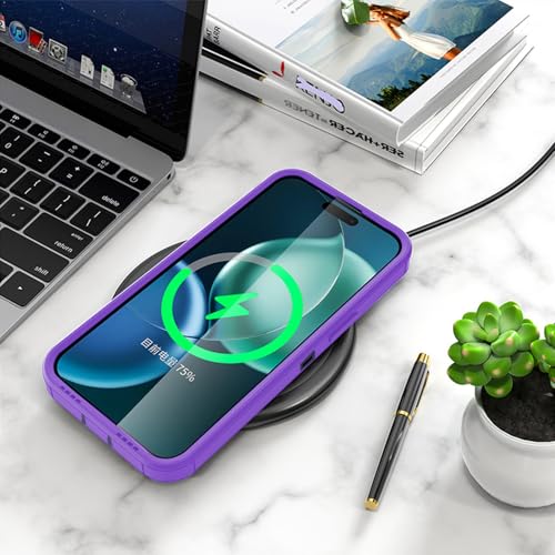 Designed for iPhone 13 Pro Max Case,Purple | Compatible with MagSafe,Double protection,Tough Durable,Detachable back clip,Dustproof,No Fading,No Yellowing,Non-Slip - color: Purple, size: iPhone 13 Pro Max 6.7"