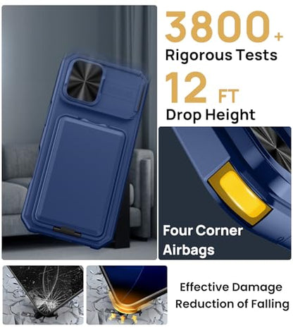 SSLOTSCASE for iPhone 17 Case with Stand & Credit Card Holder, Blue - color: Blue, size: Iphone 17