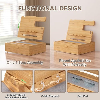 Pezin&Hulin Docking Station with Drawer, Nightstand Organizer (Nature) - color: nature