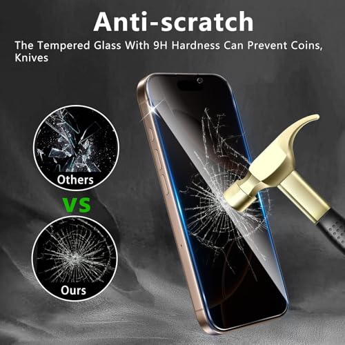 3+3 Pack Privacy Screen Protector Designed for iPhone 16 Pro Max With 3 Pack Camera Lens Protector,Full Coverage Anti-Spy Tempered Glass Film,9H Hardness,Bubble Free,Easy to Install - color: iPhone 16 Pro Max FK33