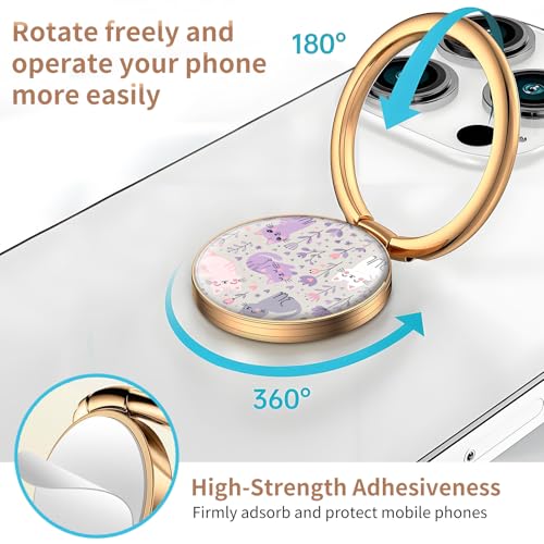 Cell Phone Ring Holder, Cute Metal Phone Grip Stand Finger Ring Kickstand, Flexible 360°Rotation Phone Tablet Case Accessories Compatible with Most Phones Cute Purple Cats - color: Cute Purple Cats