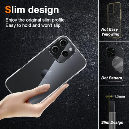 Silicone Clear iPhone 16 Pro Max Case,Ultra Thin with Comfort Grip | Soft Slim-Fit TPU iPhone 16 Pro Max Phone Cover,Non-Slip,Shockproof Protection,Scrath-Resistant - size: iPhone 16 pro max case