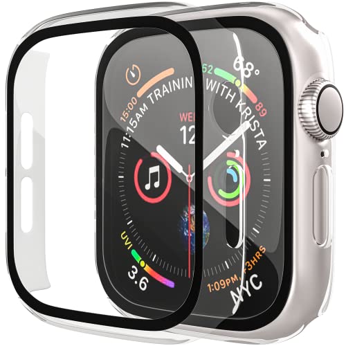 Maeline Bulk Cases Compatible with Apple Watch Series 3/Series 2/Series 1 42mm with Built in Tempered Glass Screen Protector, Overall Protective Hard PC Case Ultra-Thin Cover Clear 10 Pack - color: Clear, size: 42 mm