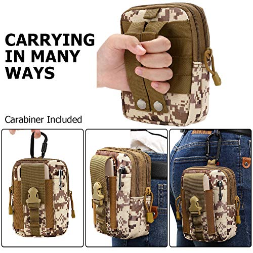 Tactical Waist Pouch EDC Molle Waist Bag Belt Phone Pouch Holster Purse Carrying Pouch for Smartphone, Tools - color: Desert digital
