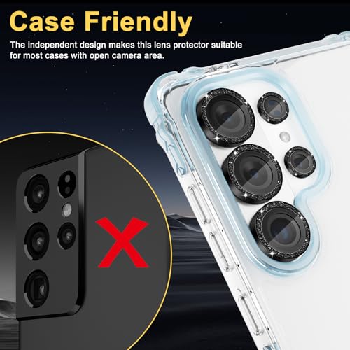 Camera Lens Protector for Samsung Galaxy S26 Ultra, Glitter Black - color: Glitter Black