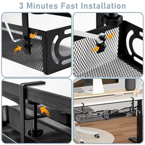 Cable Management, 25'' Cable Management Under Desk, Cable Tray - color: Black, size: 25'' (1 Pack)