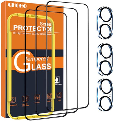 QHOHQ iPhone 16 Screen Protector + Camera Lens Protector, 3+3 Pack - size: iPhone 16 6.1 Inch