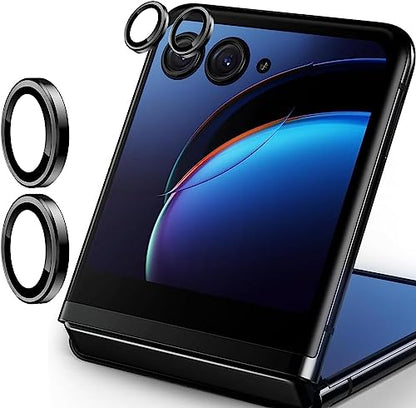 [2-Pack Camera Lens Protectors for Motorola Razr 40 Ultra, Scratch-Resistant HD Clarity Ultra-Thin Tempered Glass Camera Cover with Aluminum Edging,Individual Metal Lens Cover,Black - color: Black