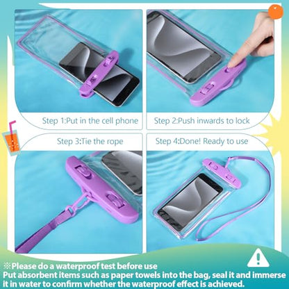 Abbylike 80 Pcs Universal Waterproof Phone Pouch Multicolor Waterproof Phone Case Dry Bag with Lanyard Glow in The Dark Outdoor Swimming Snorkeling Bag Beach Travel Must Haves for Smartphone up to 7''