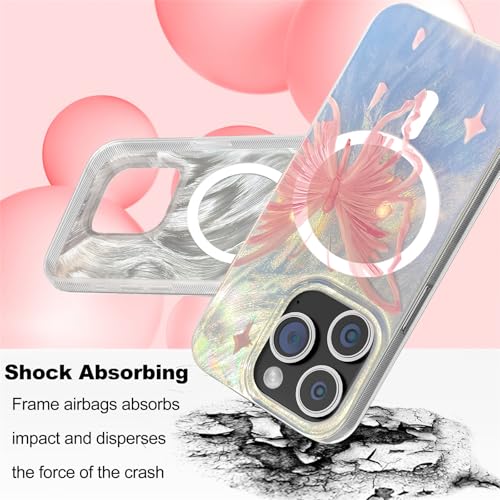 I-MGAE-IN-AR Compact Case for iPhone 12 Pro Max Pale Pink Butterfly Design,[Compatible with Magsafe] Cute Soft Slim Shockproof Protective Phone Cases Women Girls Aesthetic Glitter - color: [Strong Magnet] Pink Butterfly, size: iPhone 12 Pro Max