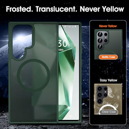 Oterkin Magnetic Samsung Galaxy S26 Ultra Case, Dark Green | Matte, Compatible with MagSafe, Frosted Translucent, Shockproof Anti-Scratch Slim Fit, Military Grade Protection - color: S26 Ultra-Dark Green, size: Galaxy S26 Ultra Case 6.9''