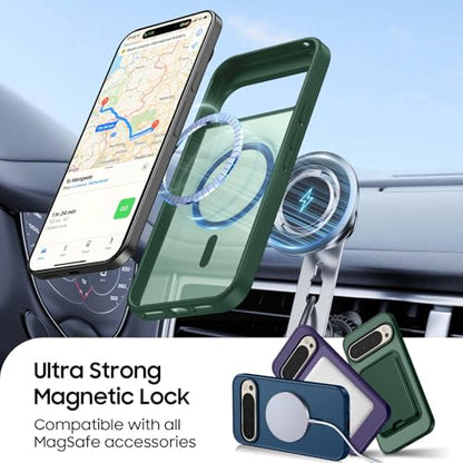 Magnetic for Google Pixel 10/Pixel 10 Pro Wallet Case Card Holder﻿ | Compatible with MagSafe, Shockproof Phone Cover with Detachable RFID Blocking Card Slot, Green - color: Green, size: Pixel 10/10 Pro