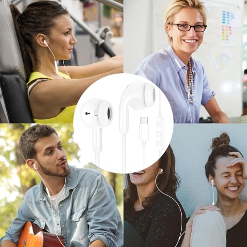 USB C Earbuds Headphone for iPad 10th Gen for iPhone Duo 18 Pro 17 15 White - color: White