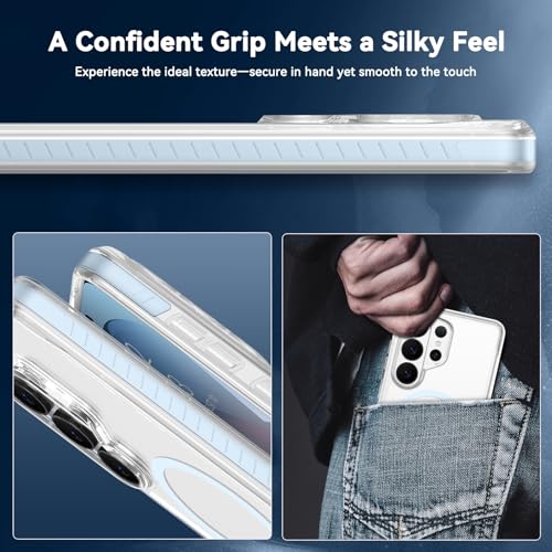 VENINGO for Samsung Galaxy S26 Ultra Case Magnetic, [Built-in TPU Cushion] Clear Case,14FT Military Grade Drop Protection, Magnetic Ultra-Slim Shockproof Cover,Clear/Blue - color: Blue