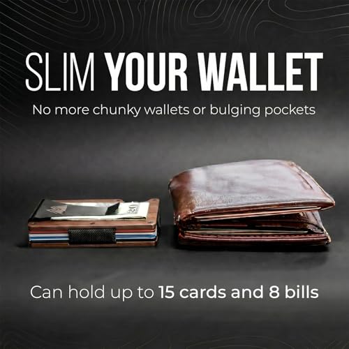 Mountain Voyage Co Minimalist Wallet for Men - Slim RFID, Scratch Resistant, Natural Walnut Wood Credit Card Holder & Money Clip, Easily Removable Money & Cards, Mens Wallets - color: Walnut Wood